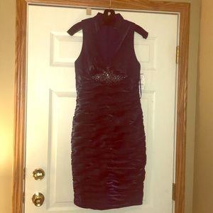 Cachet indigo Ruched Dress with Empire Waist